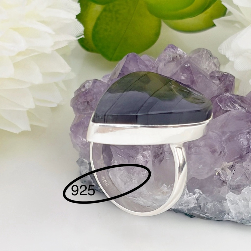 Purple Labradorite Ring Size 9 Pure Sterling Silver 925 Colorful Boho New - Picture 10 of 11